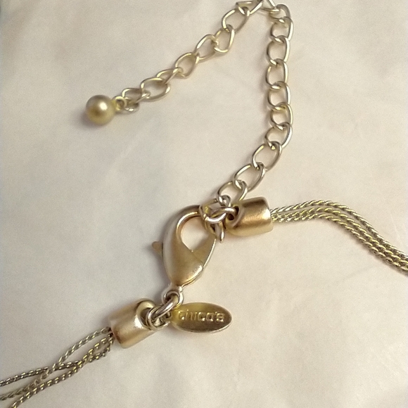 Chico's Tiger's eye style with faux turquoise stones. Three strand layered style - Picture 8 of 9